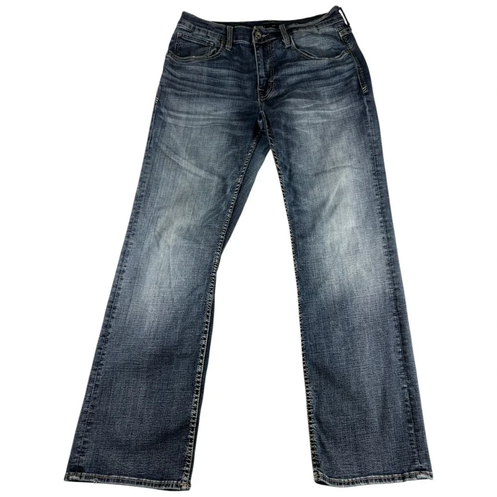 BKE Jake Straight Leg Jeans Mens 32x32 Blue Denim Medium Washed Rugged Stretch